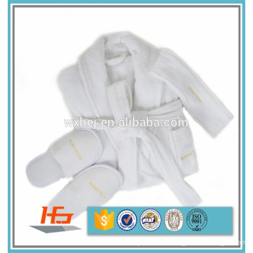 Wholesale White Hotel Velour Bathrobe With Embroidery